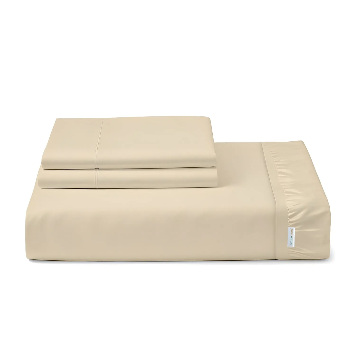 100% Egyptian Cotton 3PC Fitted Sheet 200X200 30CM Cotton Home Sateen Beige