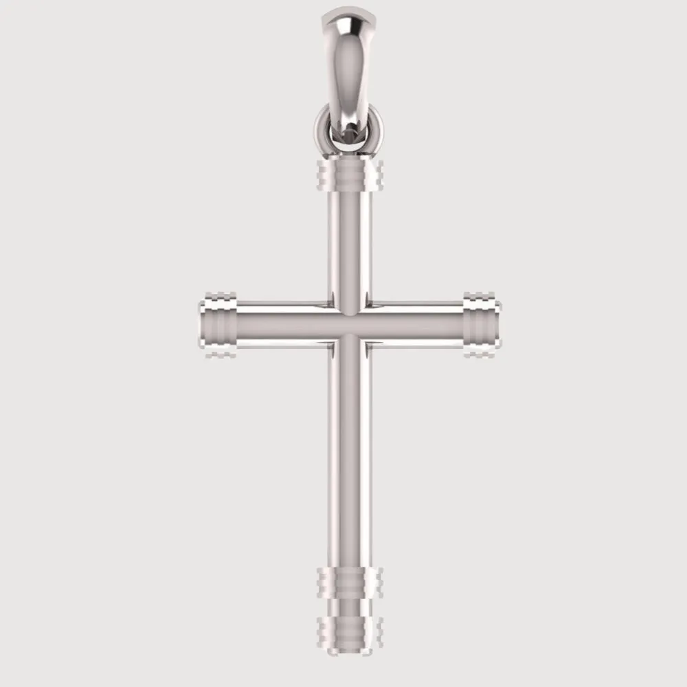 14k Gold Cylindrical Cross Pendant