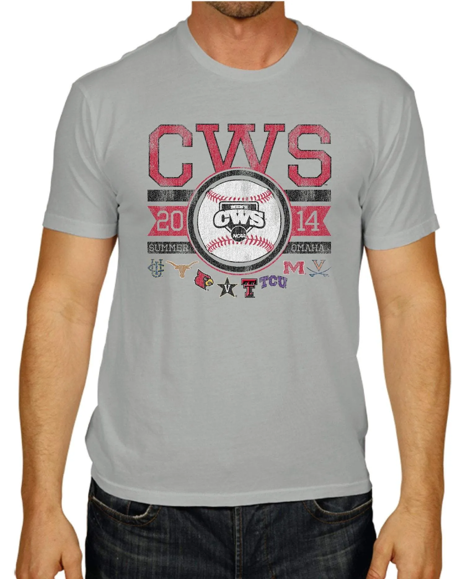 2014 NCAA College World Series CWS The Victory 8 Team Bracket Gray T-Shirt