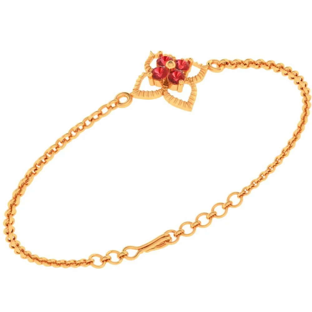 22k Floral Designed Red Gems Bracelet