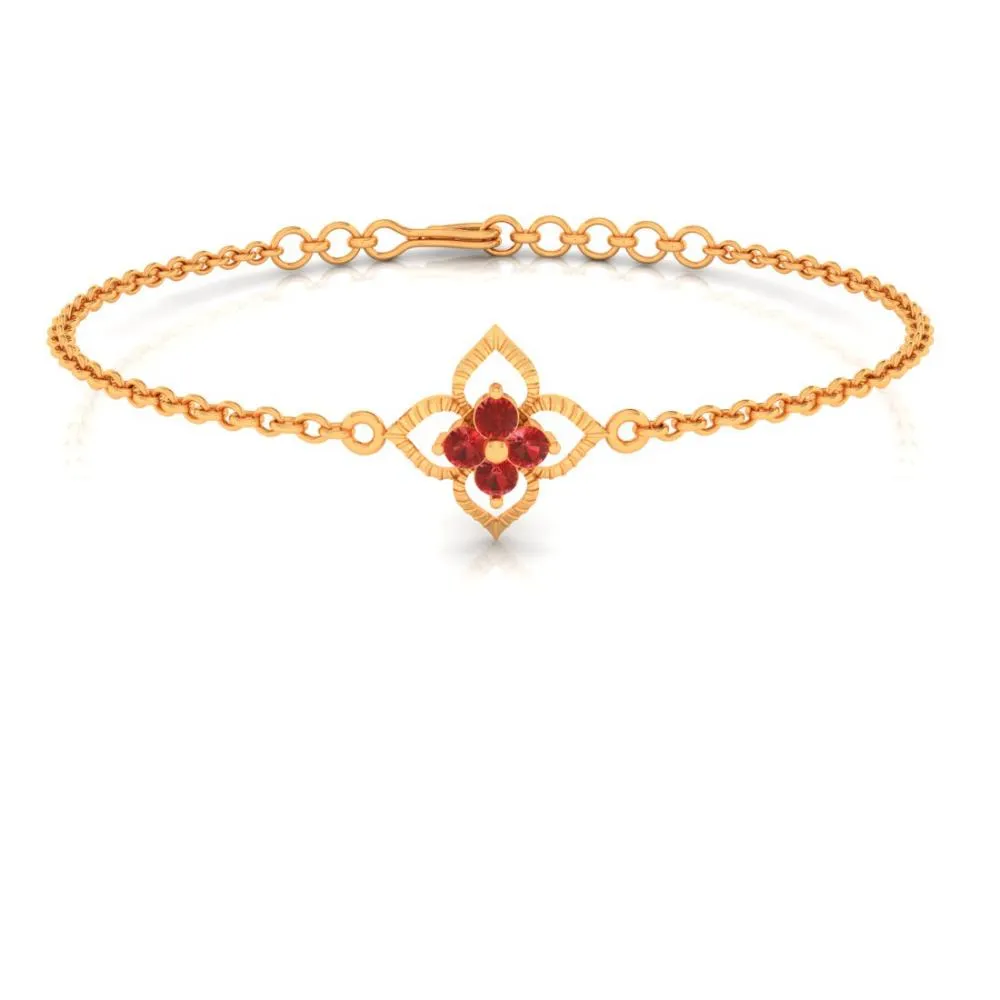 22k Floral Designed Red Gems Bracelet