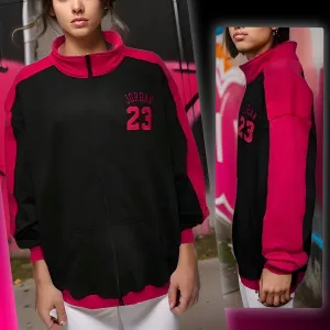 ^23^ (BLACK-HOT PINK) (REMIX) TRACK JACKETS (CUT & SEW) (UNISEX)