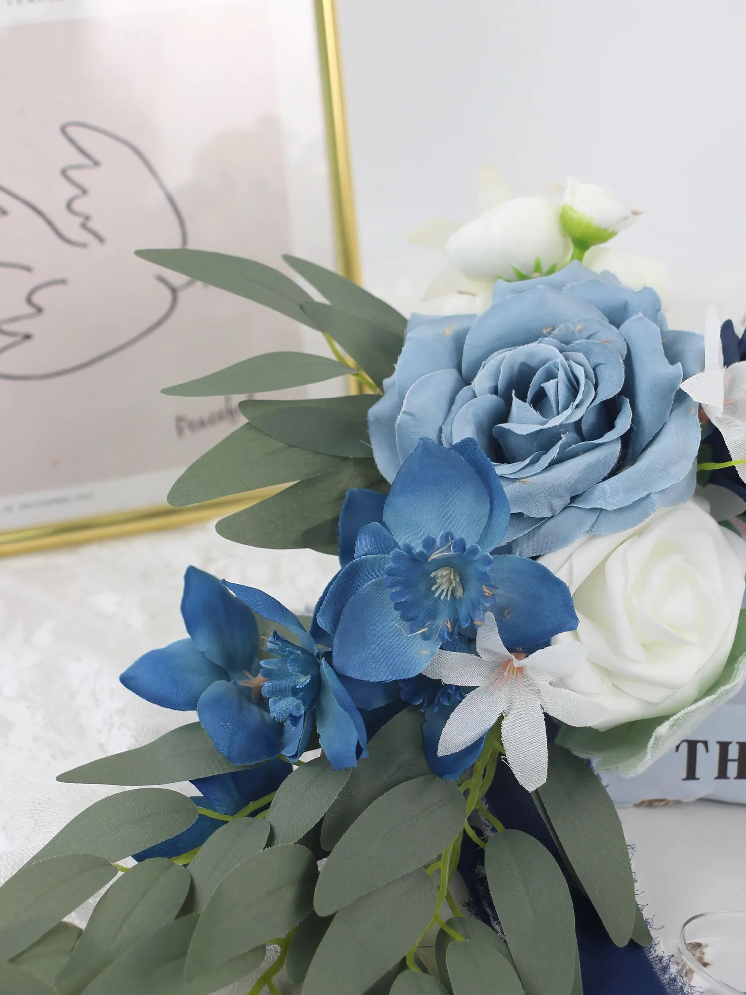 6Pcs Navy & Dusty Blue Aisle Flower Decor