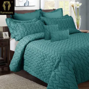 9 Pieces Ultrasonic Comforter Set Queen Teal