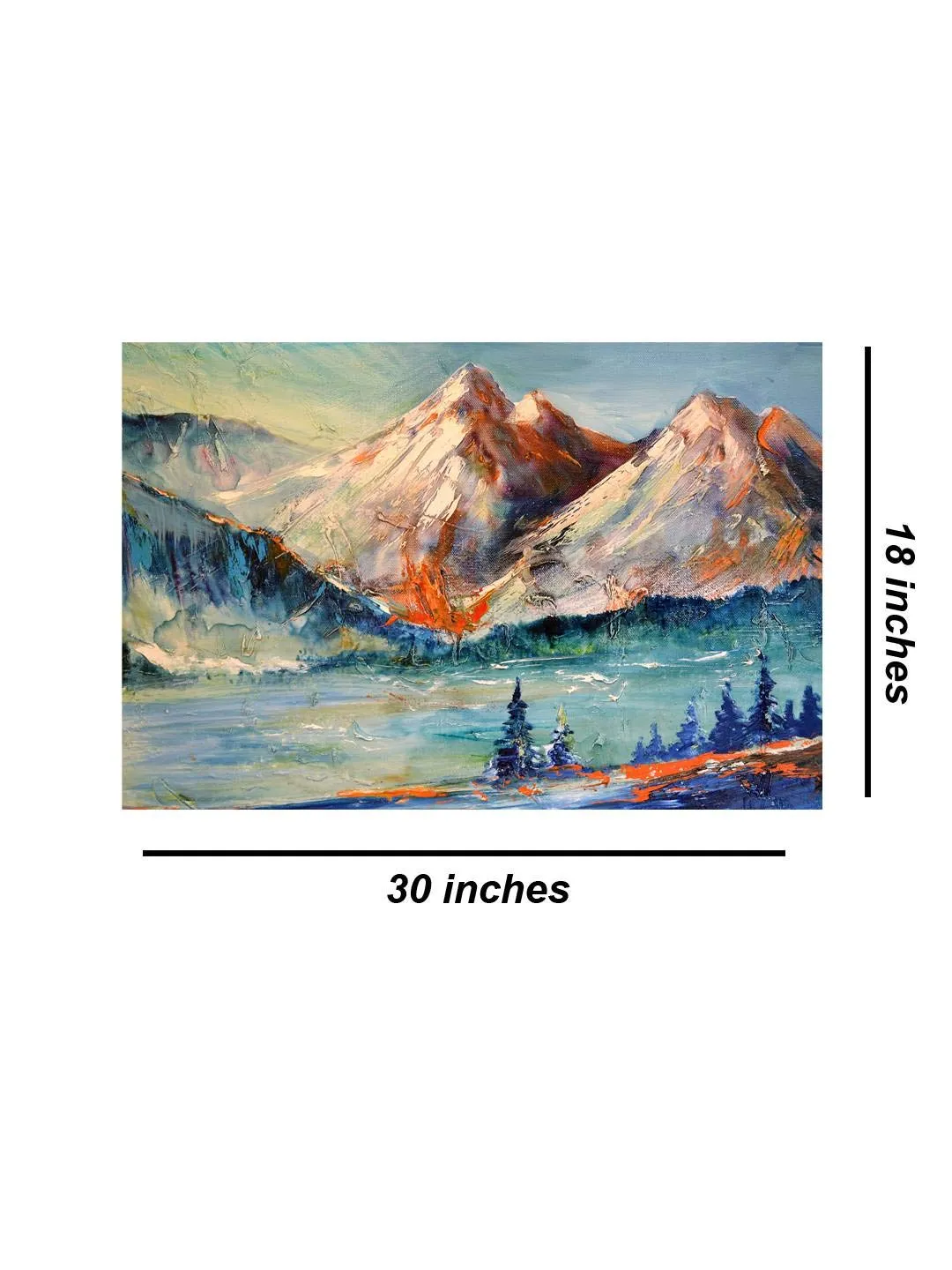 999STORE mountain with river view modern art Canvas Painting for wall décor mountains painting with frame 18X30 Inches