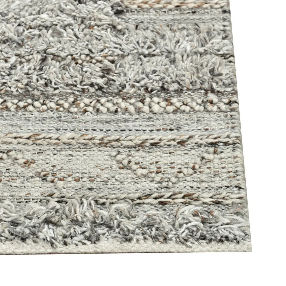 Anny 3 x 8 Hallway Runner Rug, Handwoven, Shaggy Zig Zag Pattern, Gray By Casagear Home