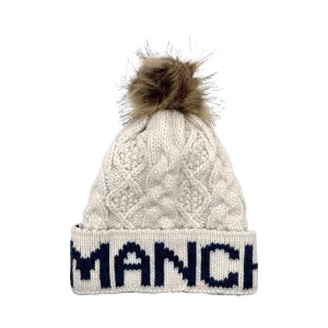 Aran Diamond Cable Manchester Pom Pom Hat