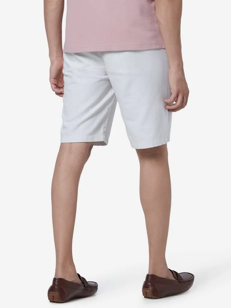 Ascot White Relaxed-Fit Cotton Shorts