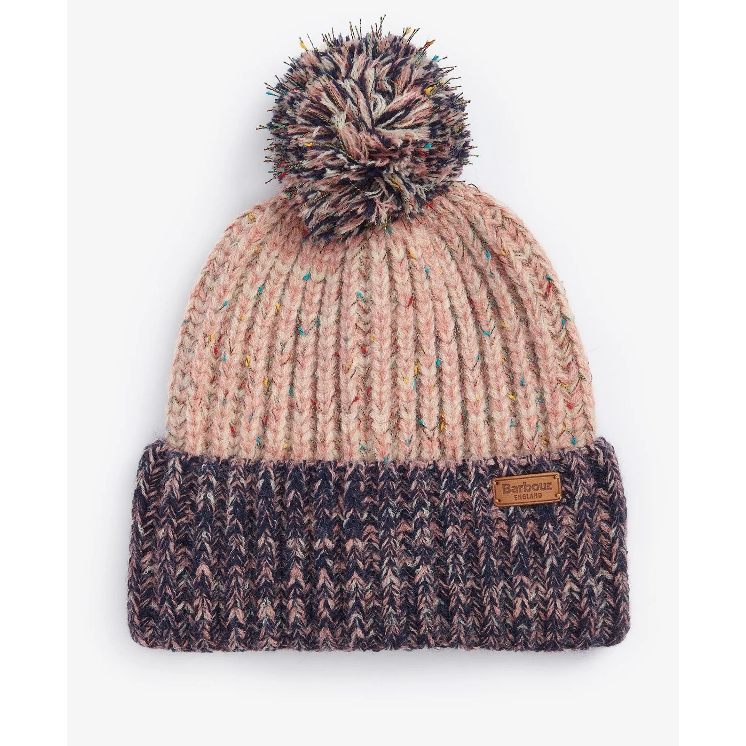 Barbour Norham Beanie in Pink Rust/Navy LHA0553PI35