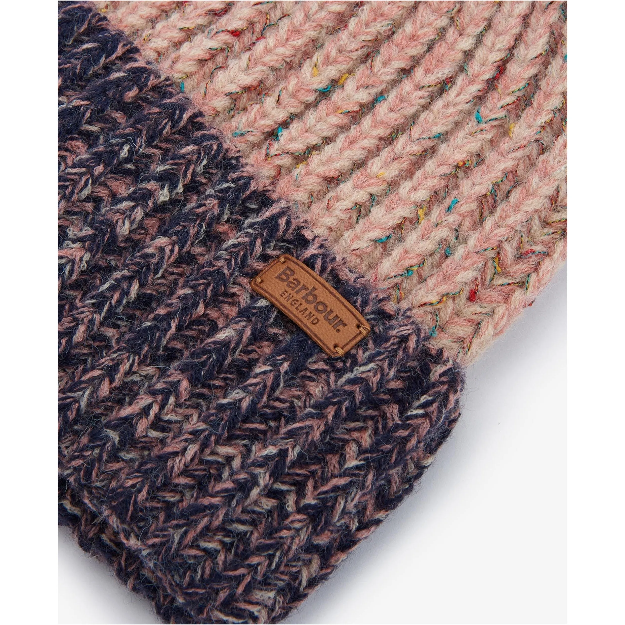 Barbour Norham Beanie in Pink Rust/Navy LHA0553PI35