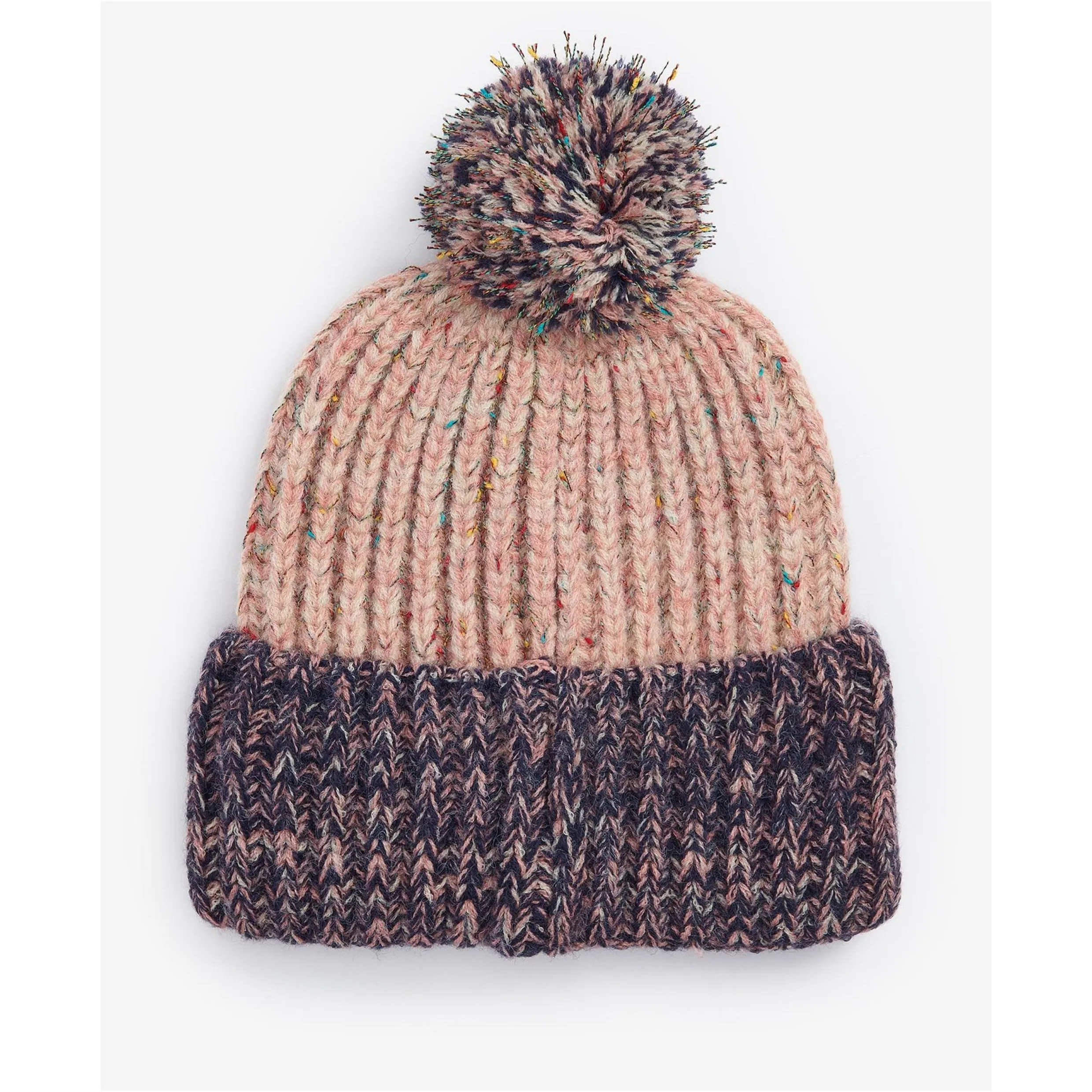 Barbour Norham Beanie in Pink Rust/Navy LHA0553PI35