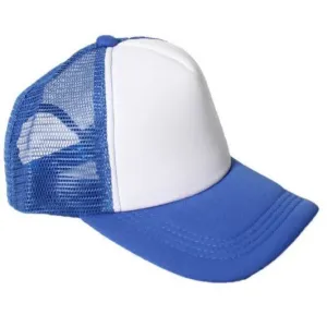 Baseball Cap with White Front and Mesh Back - Blue