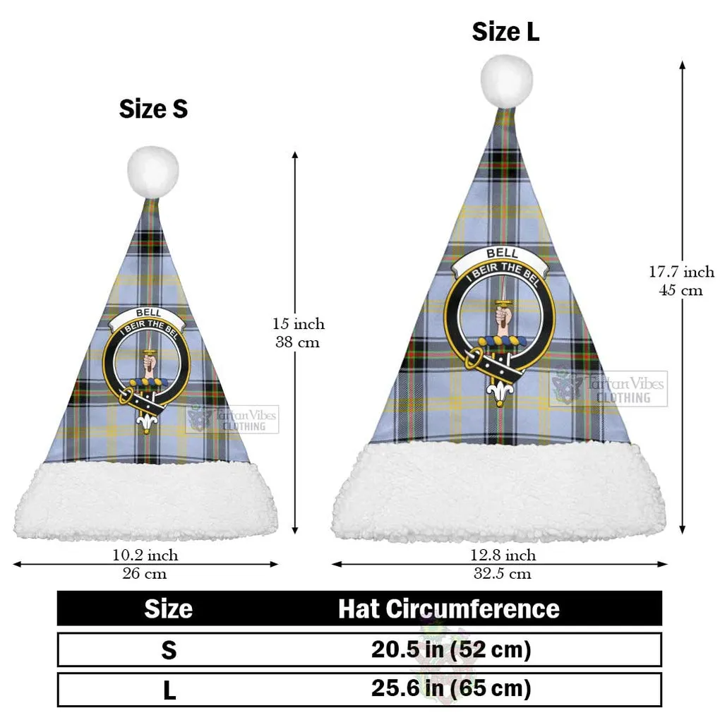 Bell Tartan Christmas Santa Hats with Family Crest