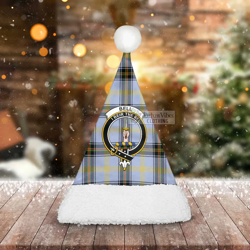 Bell Tartan Christmas Santa Hats with Family Crest