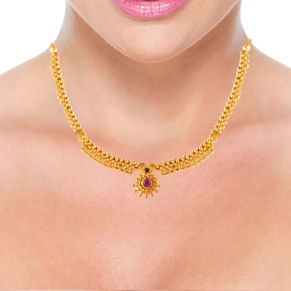 Best Magnificent 22k Gold Ethereal Necklace With Red Stone From Pc Chandra Tushi Collection