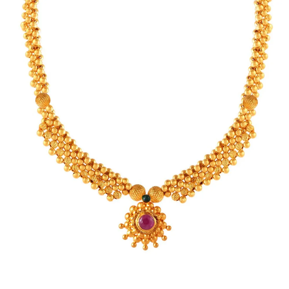 Best Magnificent 22k Gold Ethereal Necklace With Red Stone From Pc Chandra Tushi Collection