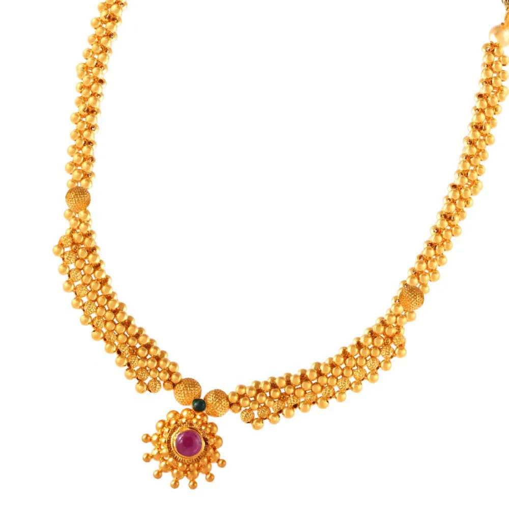 Best Magnificent 22k Gold Ethereal Necklace With Red Stone From Pc Chandra Tushi Collection