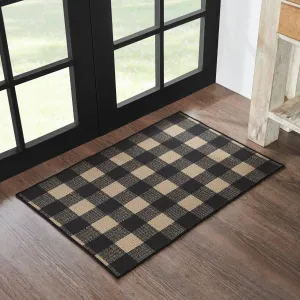 Black Check Polyester Rug Rect 24x36