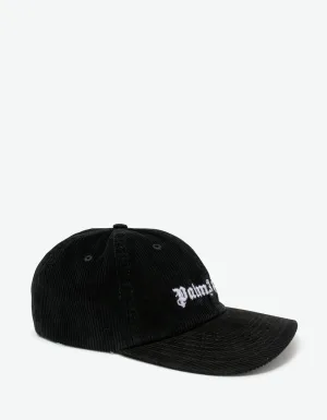 Black Corduroy Logo Baseball Cap