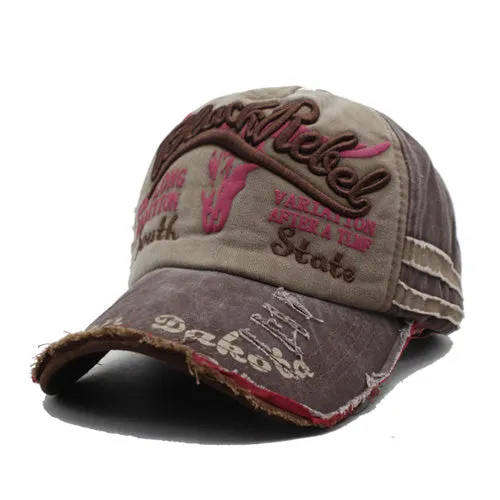 Black Rebel South State Embroid Baseball Cap