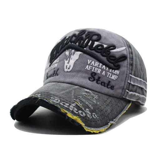 Black Rebel South State Embroid Baseball Cap