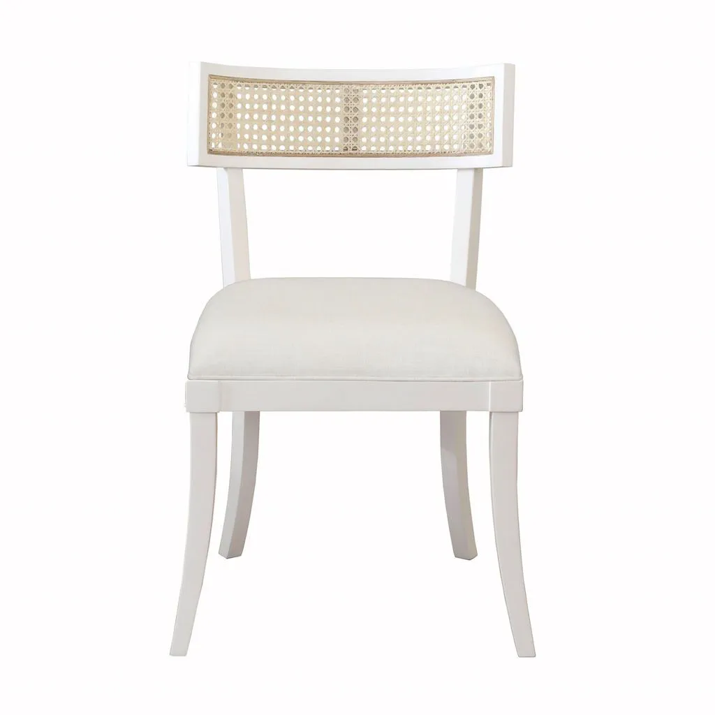 Britta White Klismos Dining Chair with Cane Detail