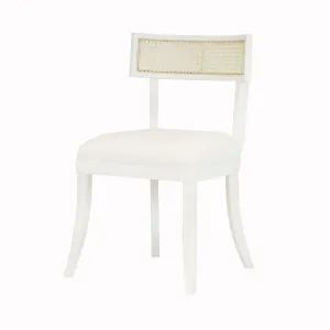 Britta White Klismos Dining Chair with Cane Detail