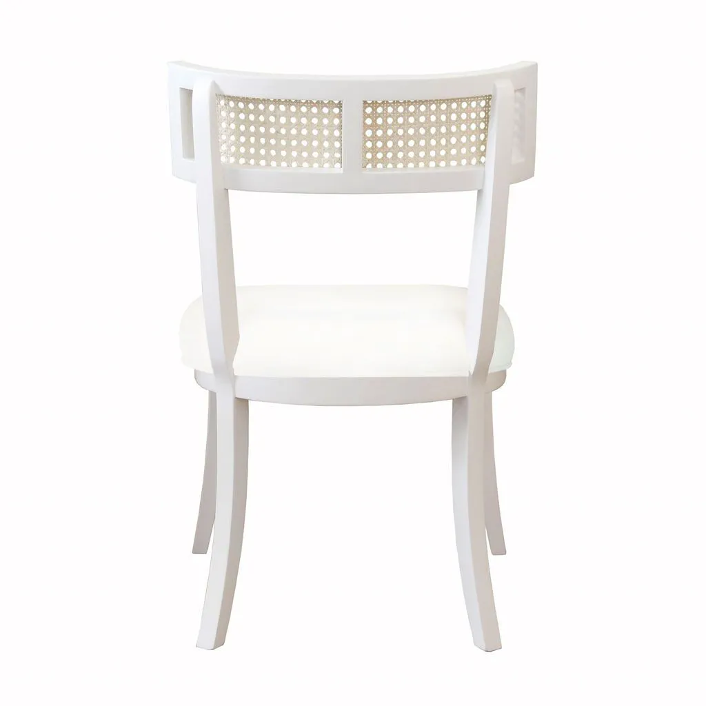 Britta White Klismos Dining Chair with Cane Detail