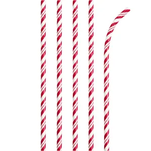 Bulk Classic Red and White Striped Flex Paper Straws (144 per Case)