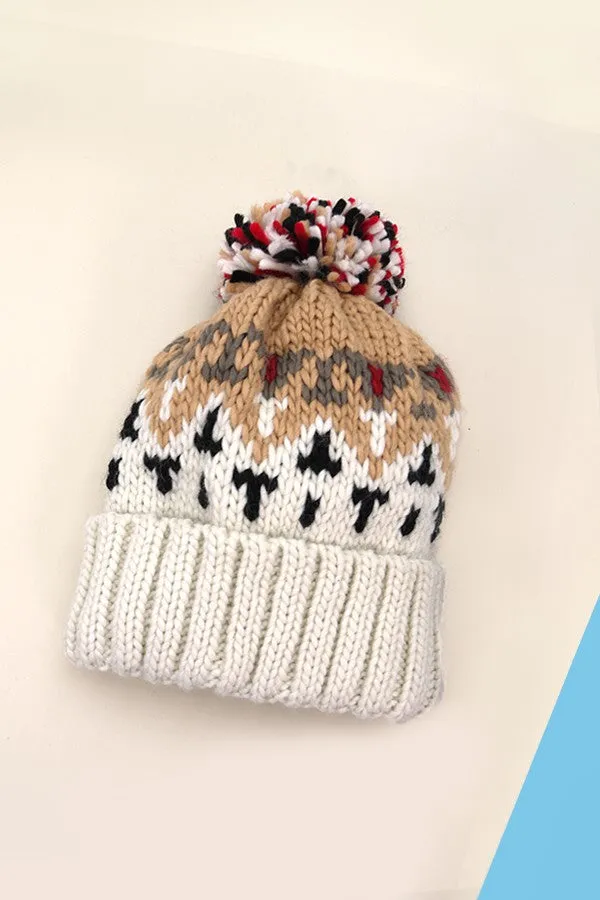 Chevron Knit Pom Beanie