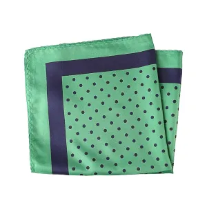 Classy Men Green Navy Blue Dotted Pocket Square