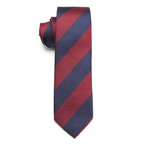 Classy Men Red & Blue Striped Skinny Tie