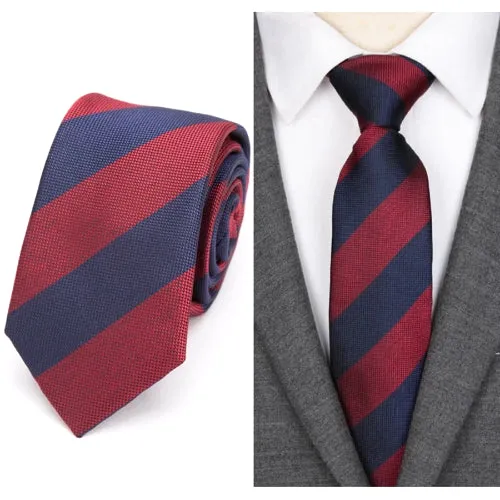 Classy Men Red & Blue Striped Skinny Tie