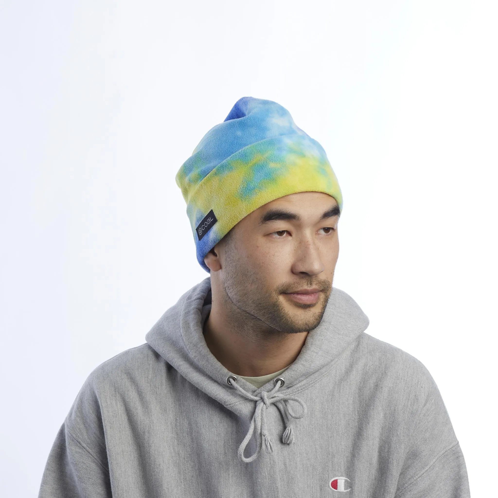 Coal The New Jack Fleece Beanie - Blue Yellow Tie Dye