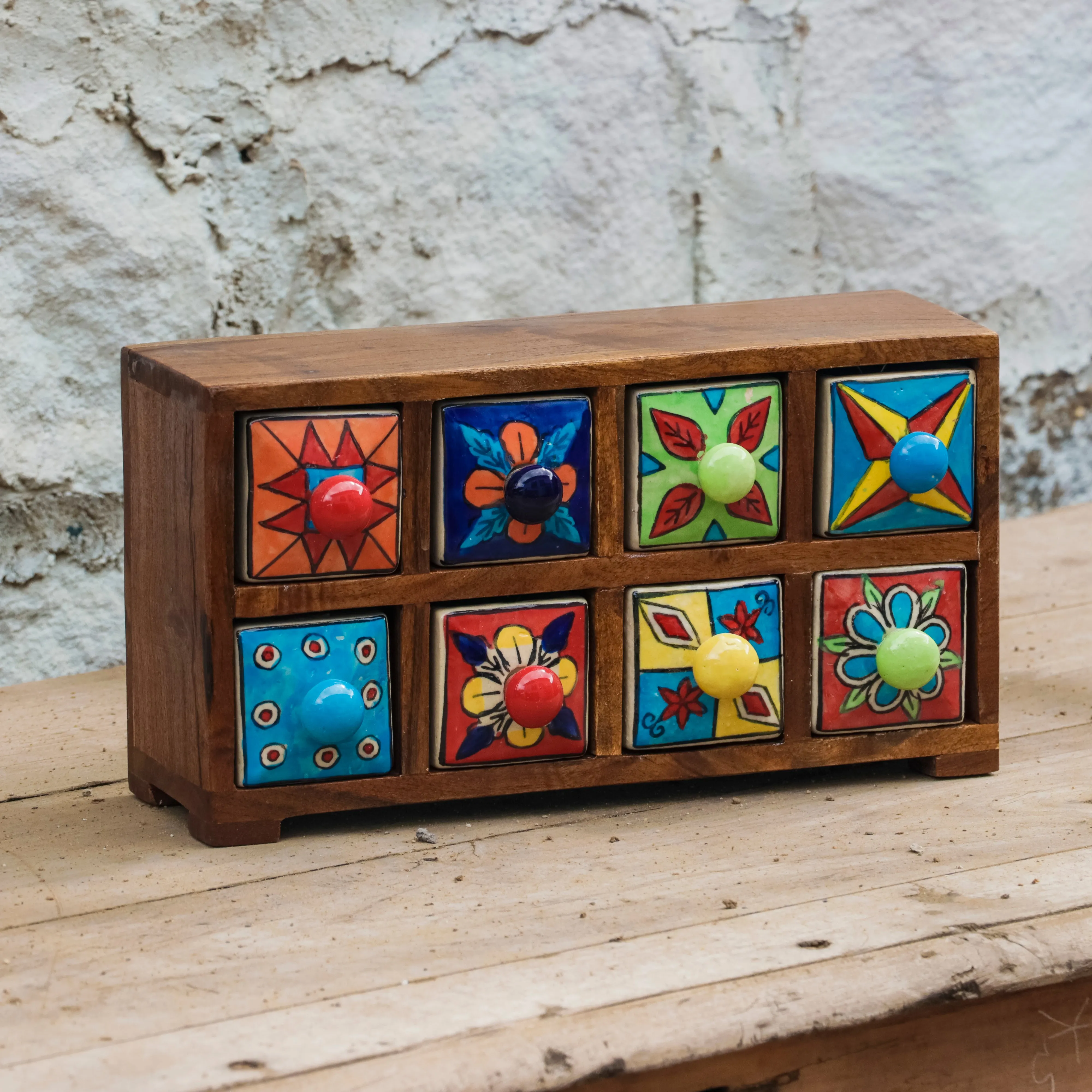 Colourful Multiple Handmade Drawers Ceramic Chest