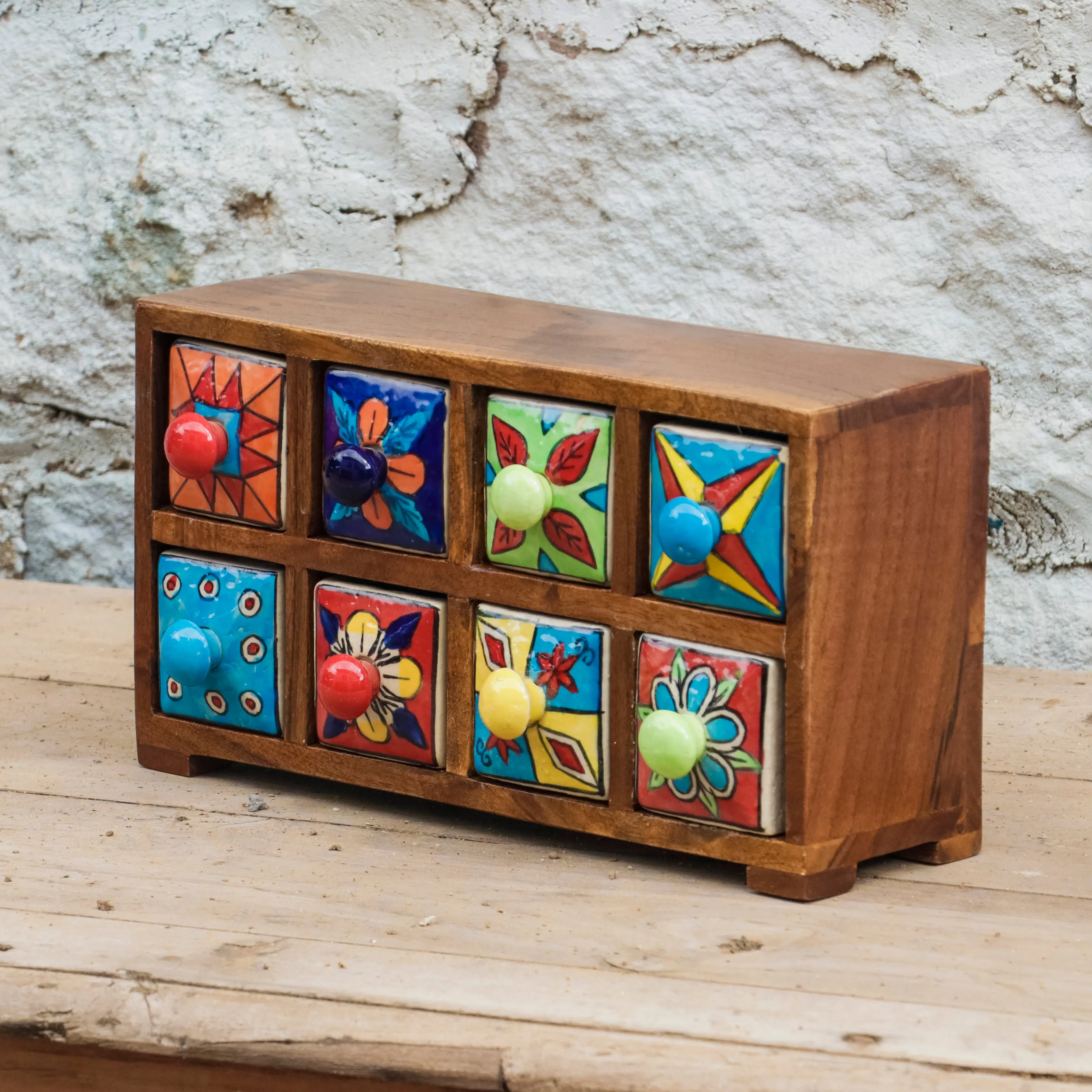 Colourful Multiple Handmade Drawers Ceramic Chest