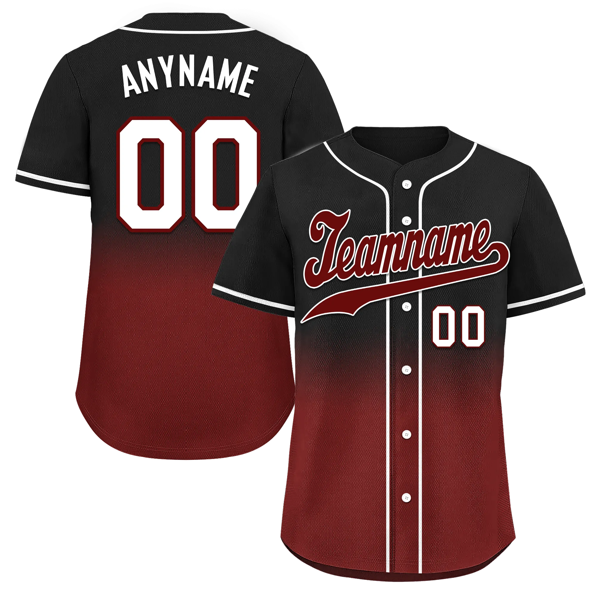 Custom Black Red Fade Fashion Personalized Authentic Baseball Jersey BSBJ01-D0a70f0