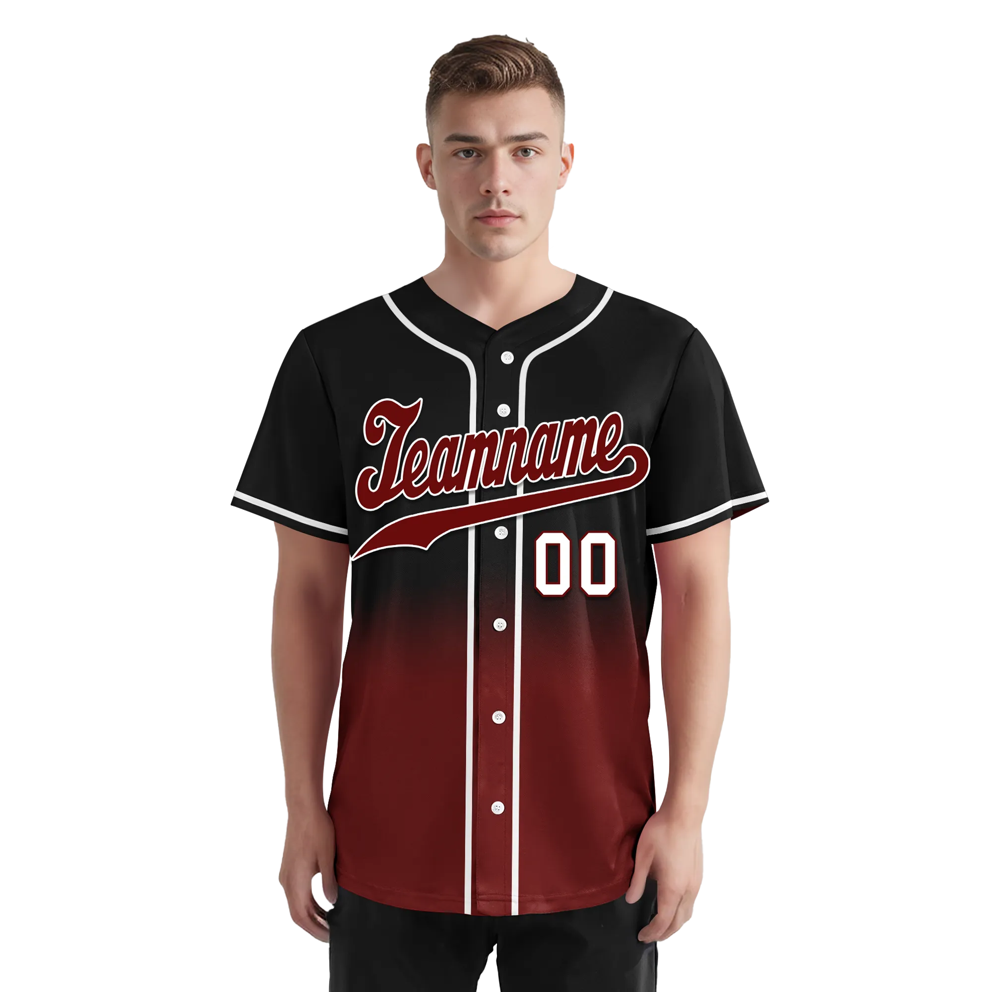 Custom Black Red Fade Fashion Personalized Authentic Baseball Jersey BSBJ01-D0a70f0