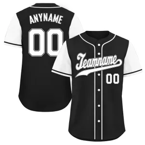 Custom Black White Raglan Sleeves Personalized Authentic Baseball Jersey BSBJ01-D020200-20