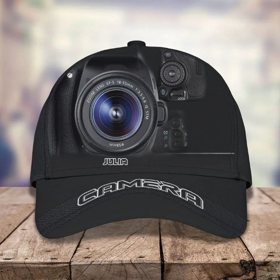 Custom Camera Cap for Photographer, Leather Pattern 3D Camera Hat for Him