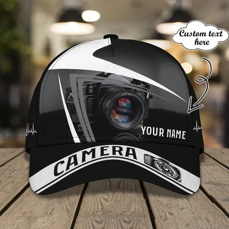 Custom Camera Cap for Photographer, Leather Pattern 3D Camera Hat for Him