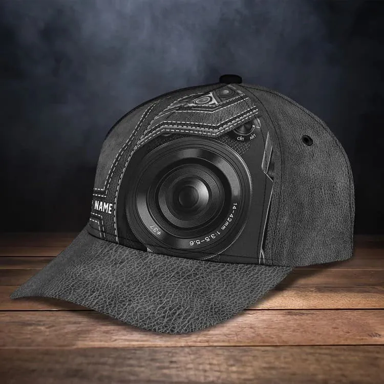 Custom Camera Cap for Photographer, Leather Pattern 3D Camera Hat for Him