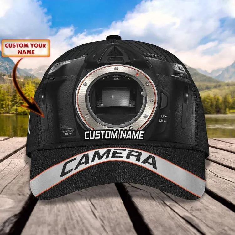 Custom Camera Cap for Photographer, Leather Pattern 3D Camera Hat for Him