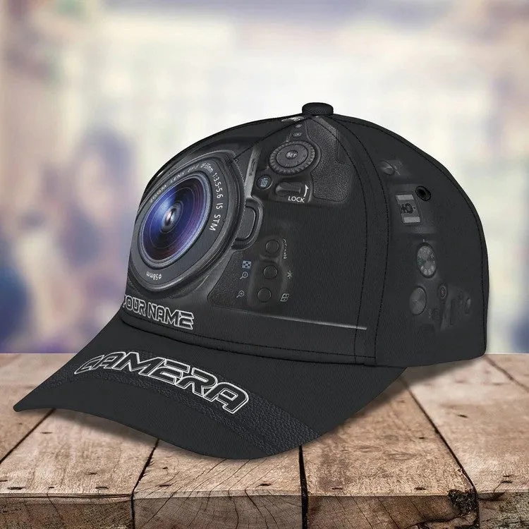 Custom Camera Cap for Photographer, Leather Pattern 3D Camera Hat for Him