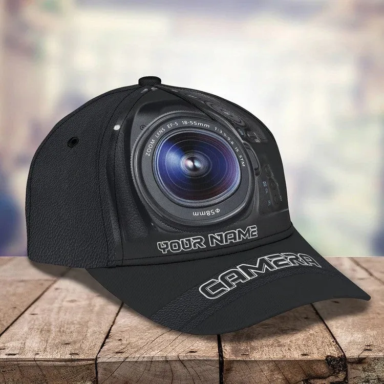 Custom Camera Cap for Photographer, Leather Pattern 3D Camera Hat for Him