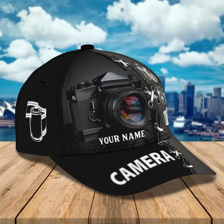 Custom Camera Cap for Photographer, Leather Pattern 3D Camera Hat for Him