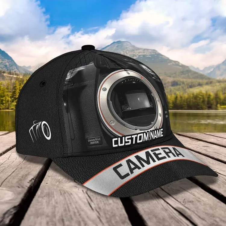 Custom Camera Cap for Photographer, Leather Pattern 3D Camera Hat for Him