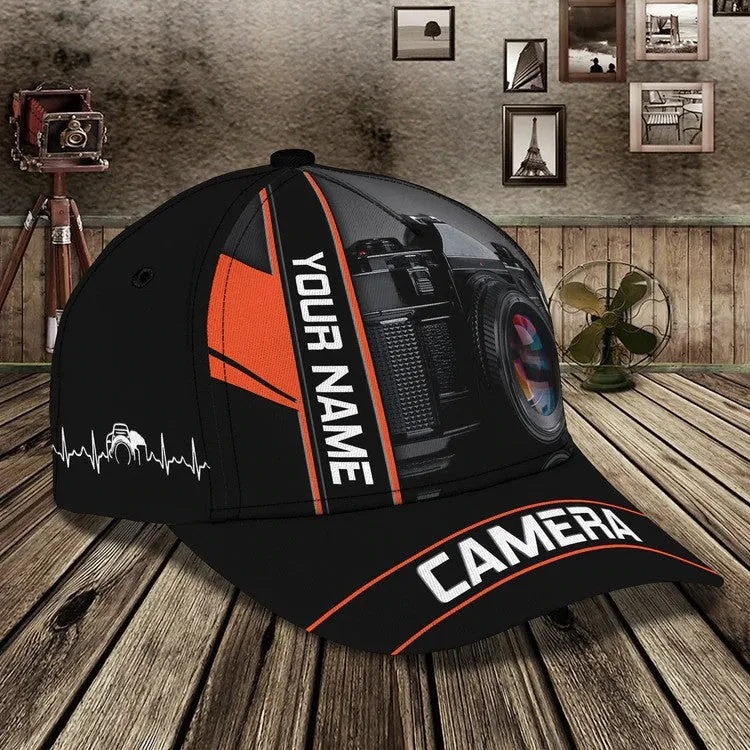 Custom Camera Cap for Photographer, Leather Pattern 3D Camera Hat for Him