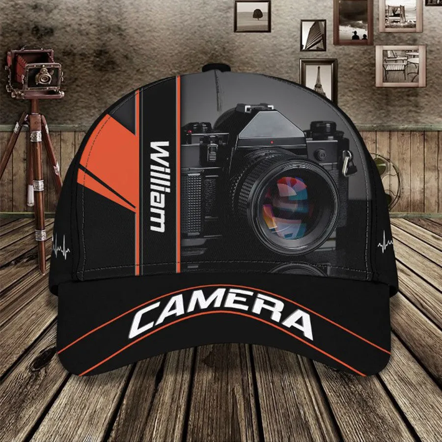 Custom Camera Cap for Photographer, Leather Pattern 3D Camera Hat for Him