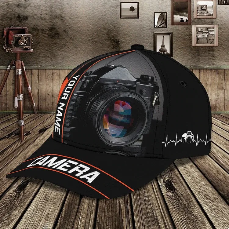 Custom Camera Cap for Photographer, Leather Pattern 3D Camera Hat for Him